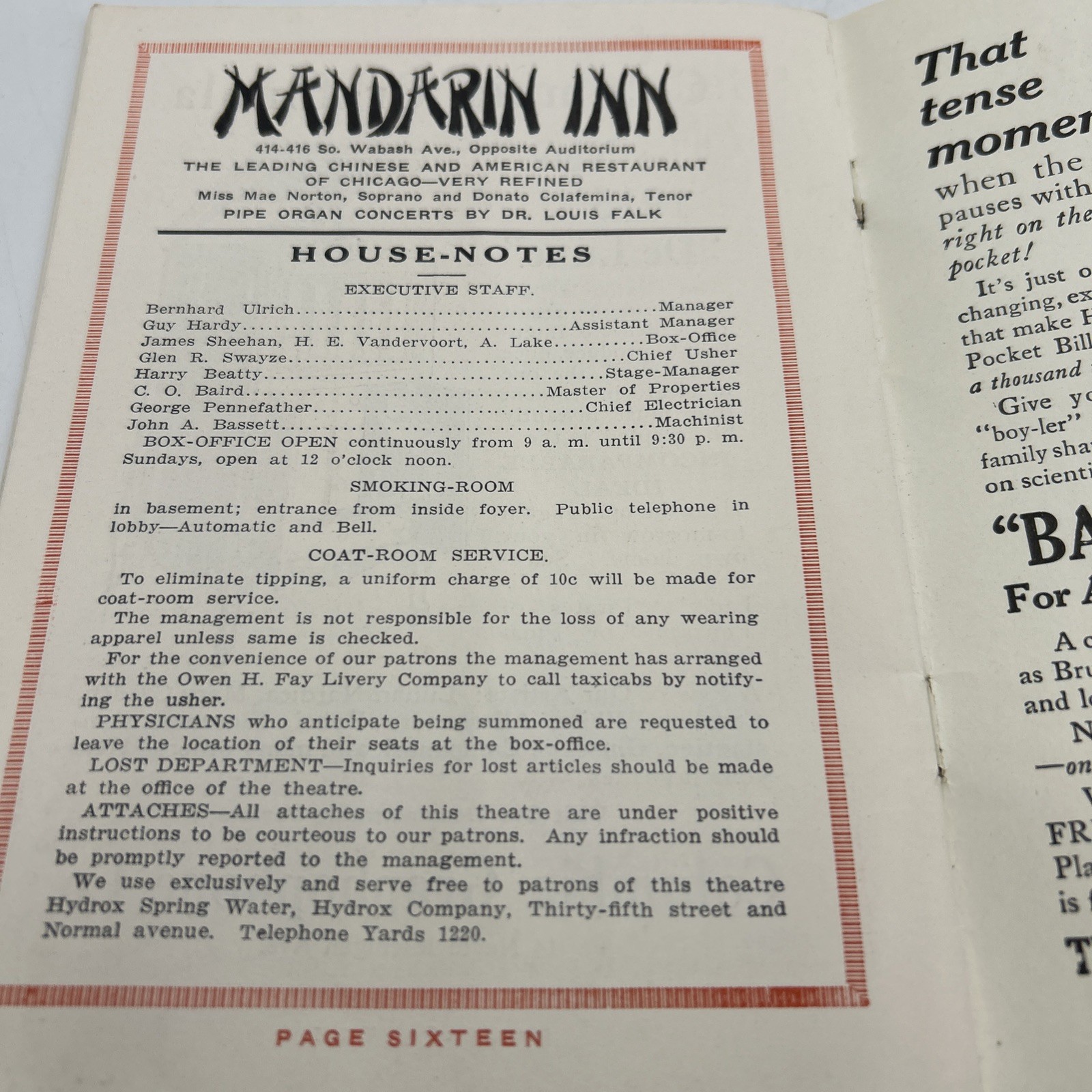 Vintage 1915 Auditorium Theatre Chicago Grand Opera