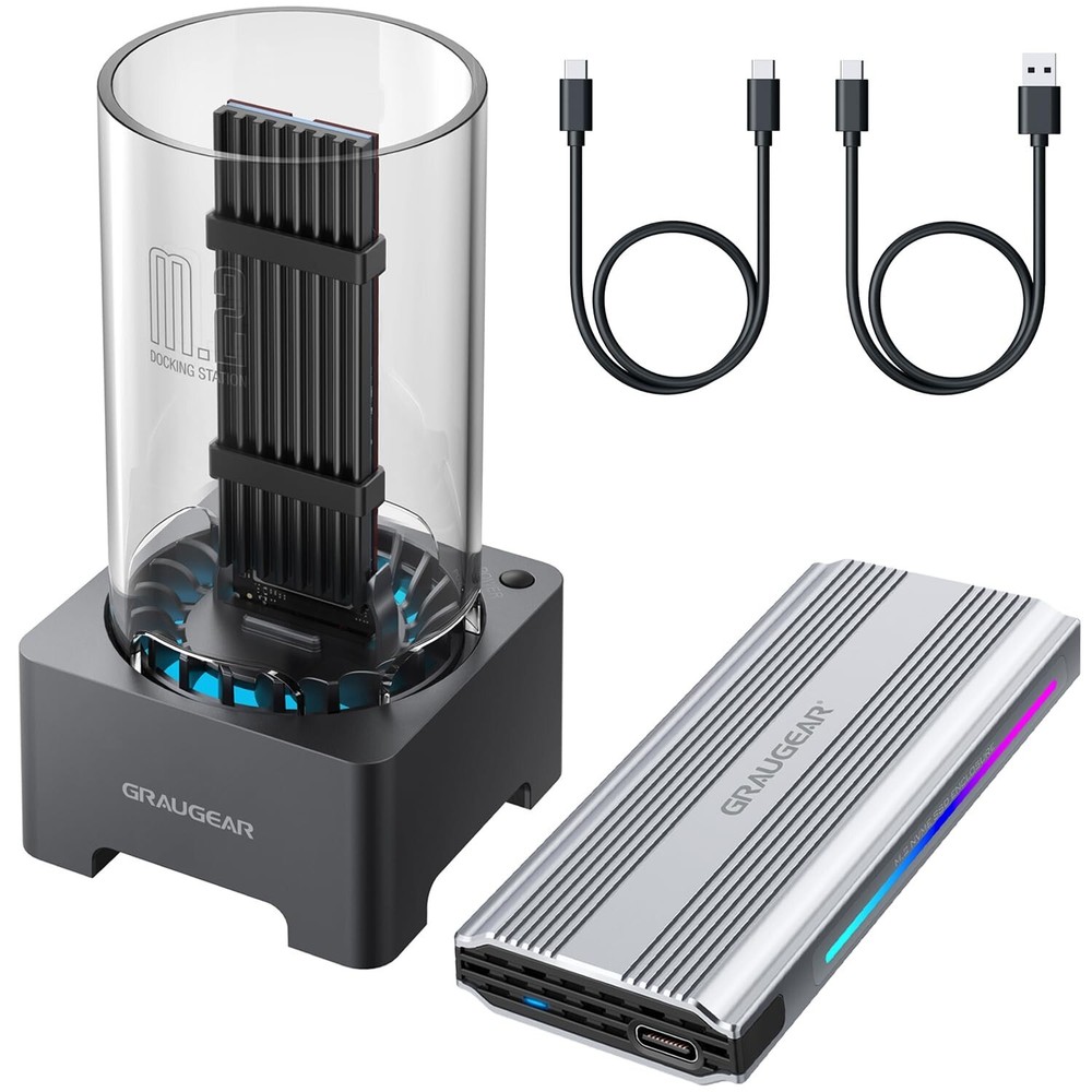 GRAUGEAR M.2 External Cases Bundle: NVMe/SATA SSD Docking Station With Built-...