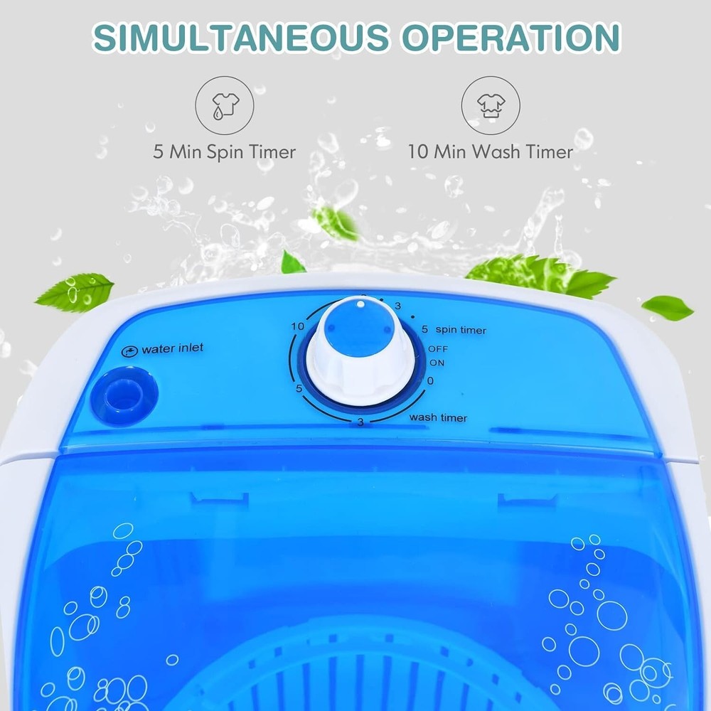 Energy Efficient Mini Washer & Spinner Combo - 5.5lbs Capacity, Portable Design