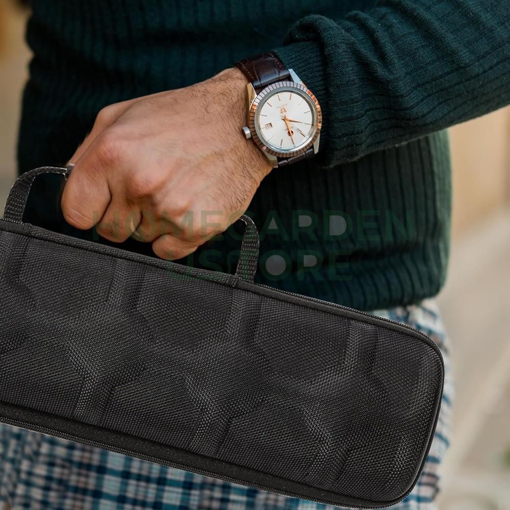 5-Compartment Portable Watch box - With Handle, Flip-Top Lid, and Soft Lining