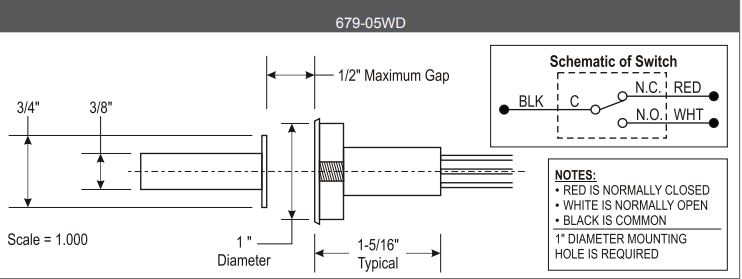 SCHLAGE ELECTRONICS DOOR FRAME SWITCH 679-05WD