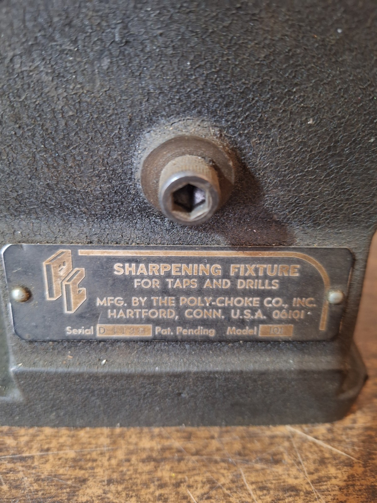 USED Poly Choke Model 101 Sharpening fixture for taps and drills