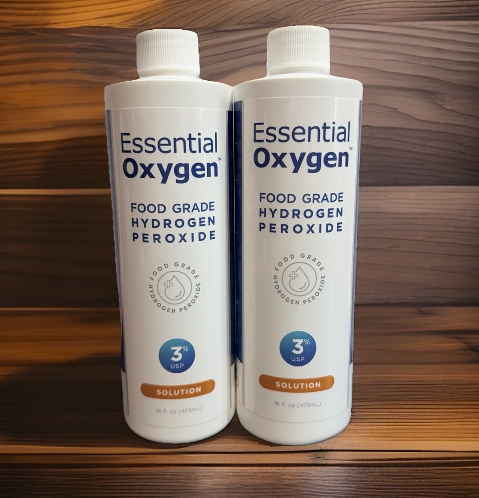 2 Pack Essential Oxygen Food Grade Hydrogen Peroxide - 3% Solution 16 fl oz