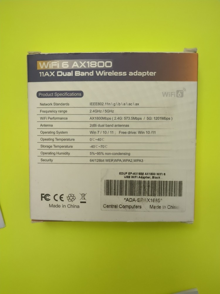 EDUP WIFI 6 Wireless USB adapter AX1800 Windows/Linux