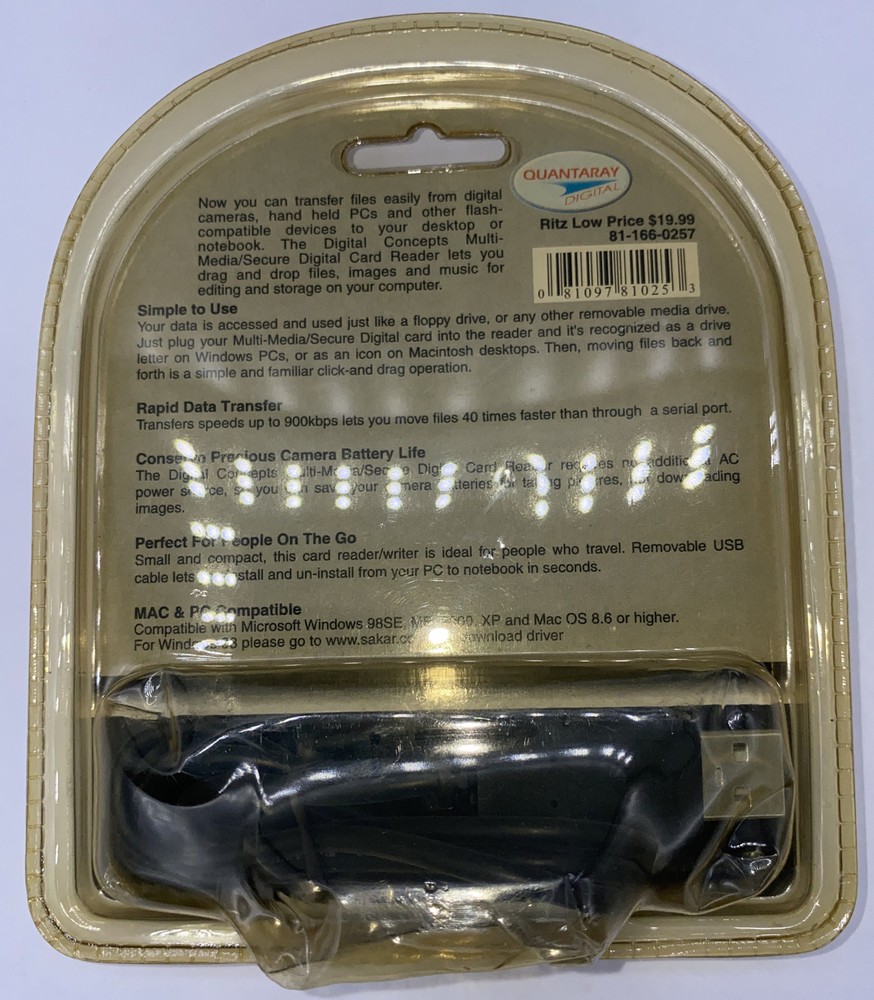 Quantaray Digital Camera Multi-Media/Secure Digital Card Reader/Writer NOS Seale