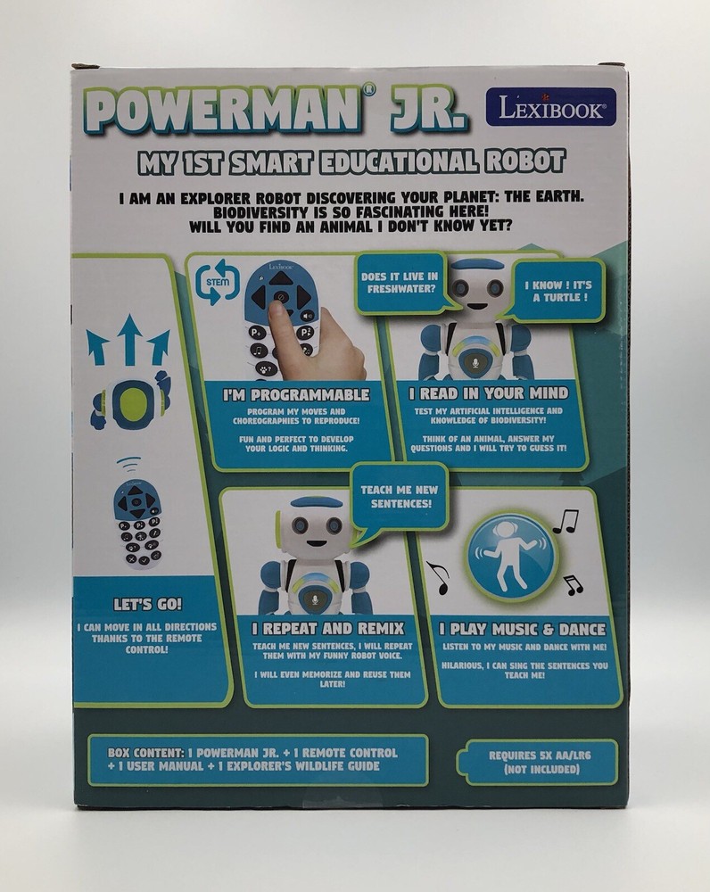 Lexibook Powerman Jr. Smart Interactive Robot Programmable Remote Control New