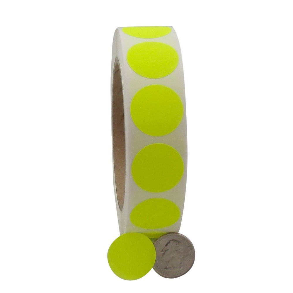 Coding Labels, Bright Fluorescent Neon Color 1 Inch Round Circle