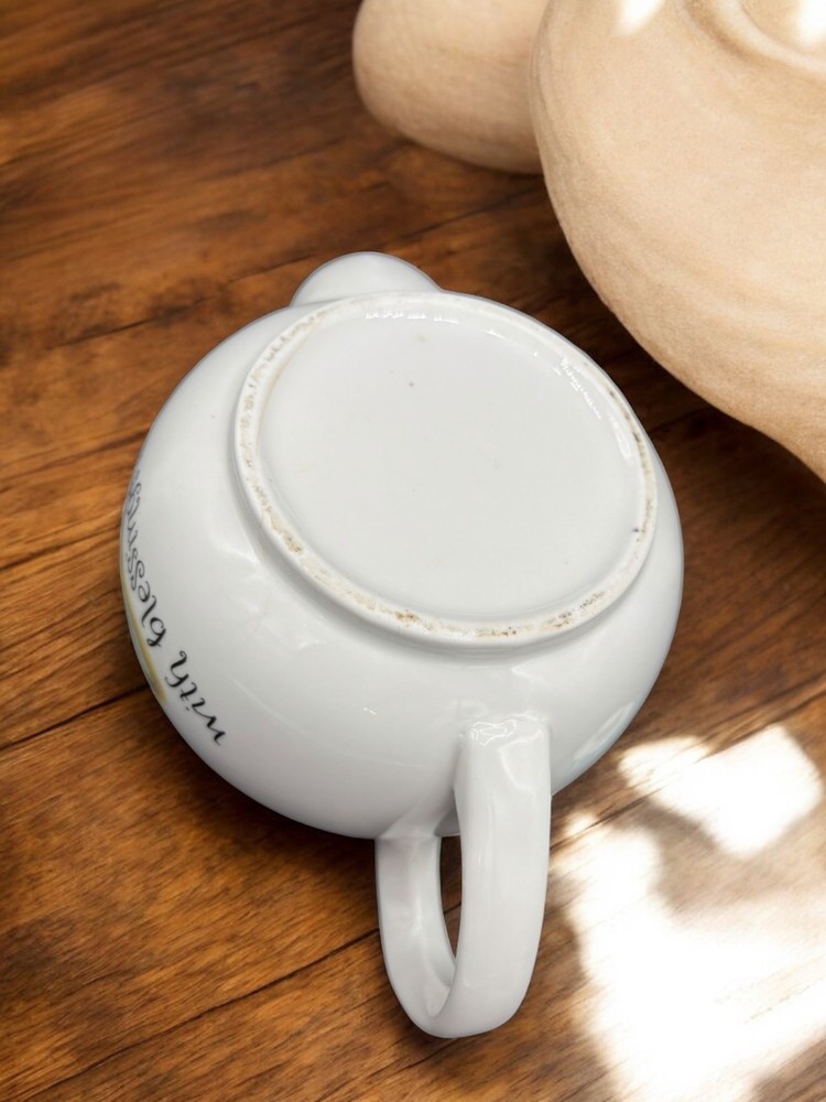 "My Cup Overflows with Blessings" Ceramic Teapot 6"