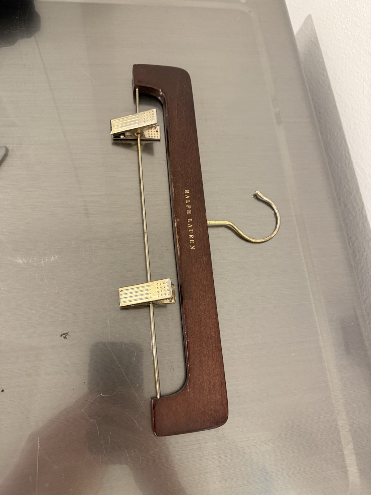 Vintage Ralph Lauren Pant Hanger Skirt Hanger With Adjustable Clips Wood