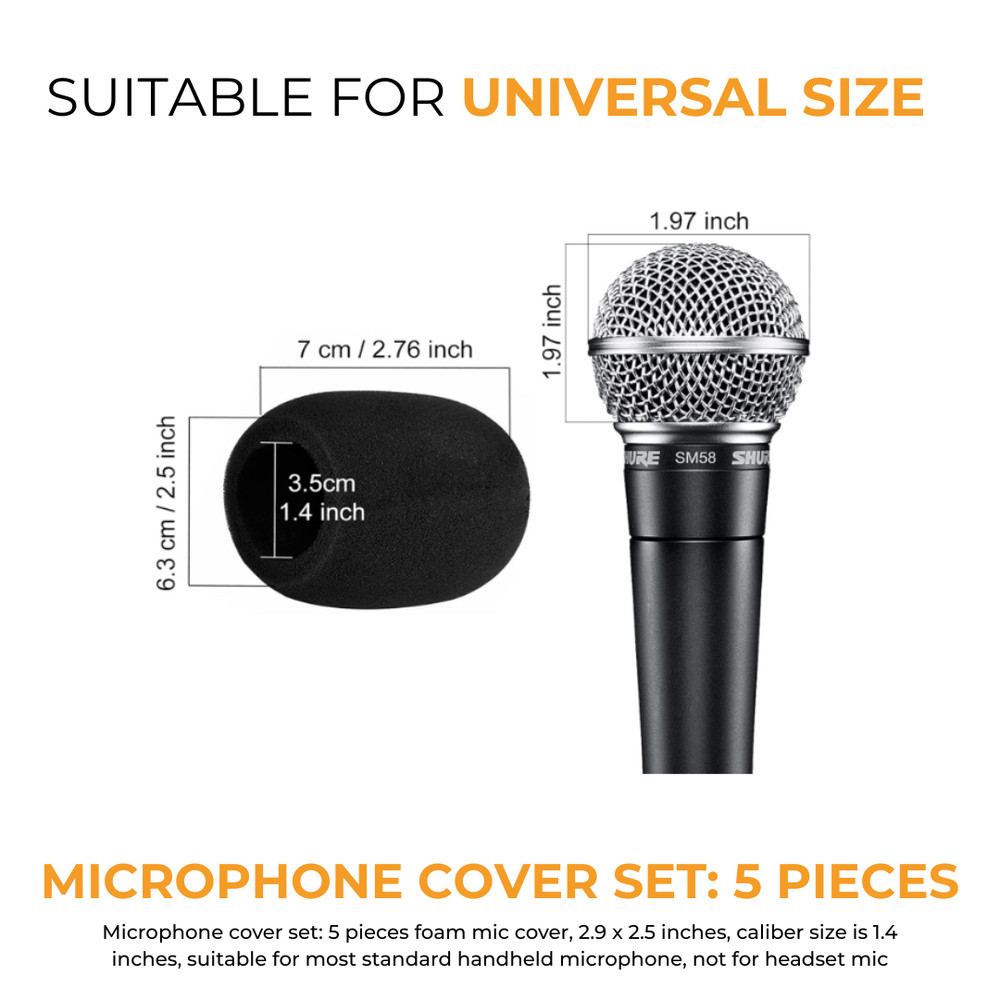 Mudder 5 Pack Foam Mic Cover Handheld Microphone Windscreen 5 Pack