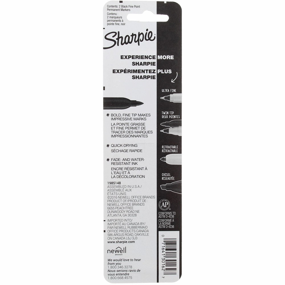 3 Pack Sharpie Original Fine Permanent Marker Pens, Fine, Black, 2 Ct