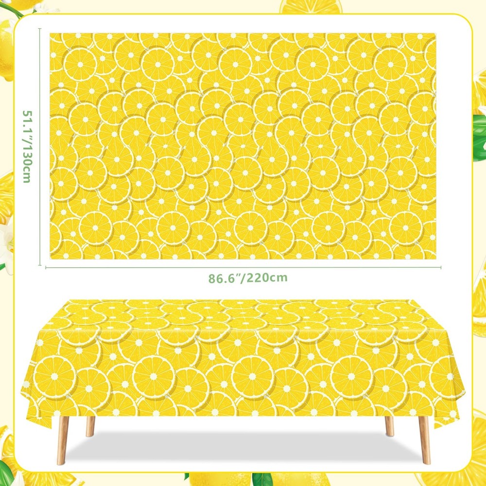 4 Pack Lemon Tablecloth Lemons Summer Party 86" x 51" (Rectangular), Yellow