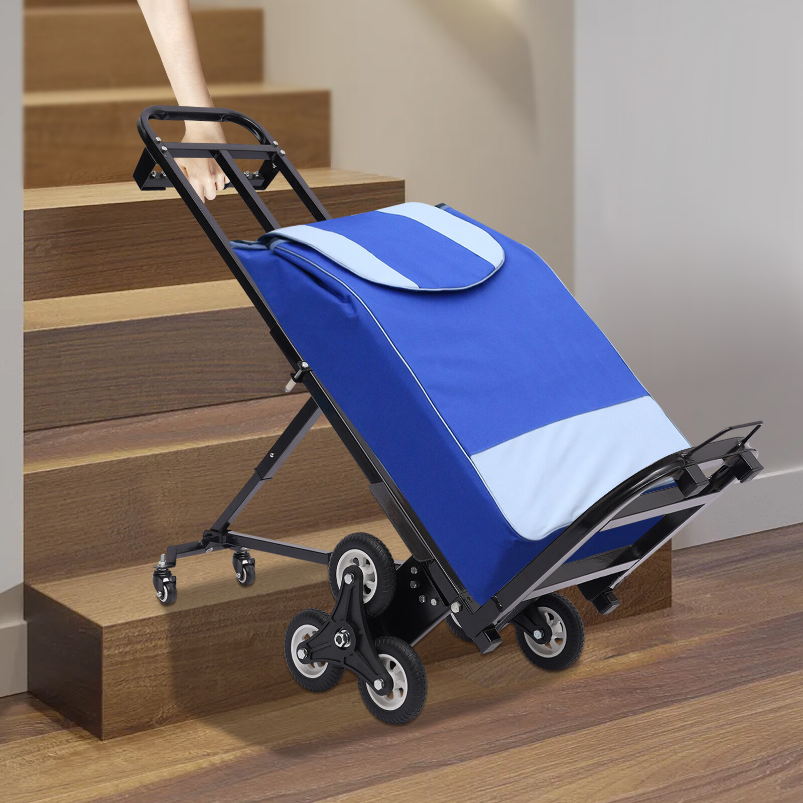 460lbs Black Stair Climbing Cart Trolley Stair Climber Hand Truck 29-45in Height