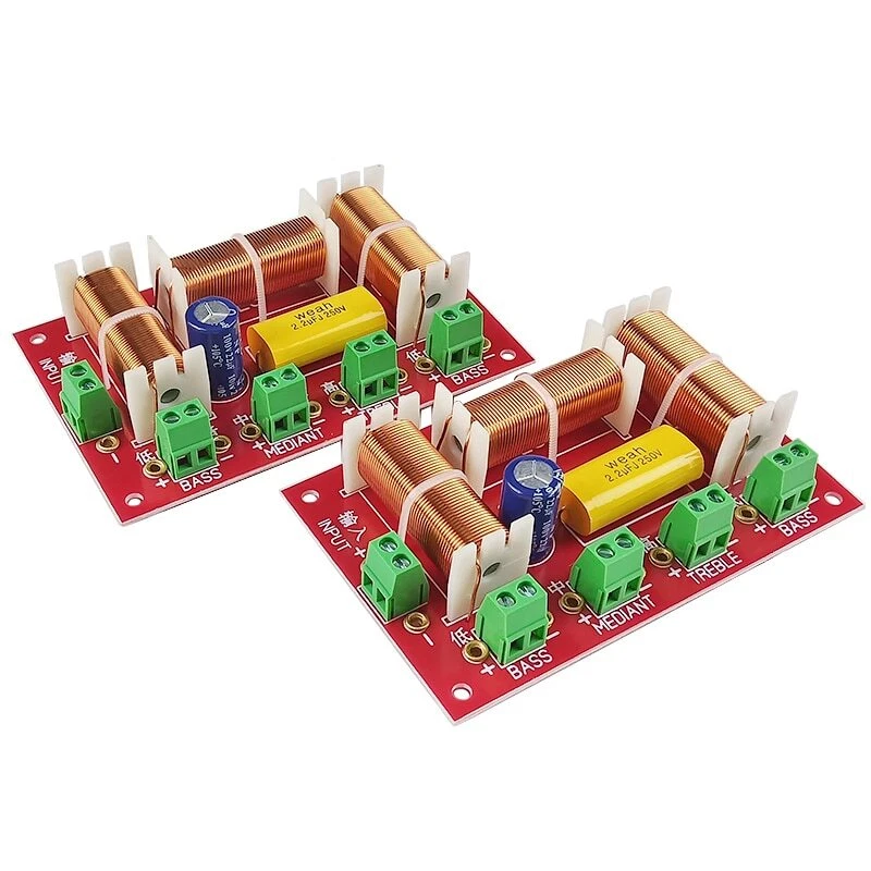 2Pcs 200W 4-Way 3 Way Treble + Midrange + Dual Bass Speaker Crossover Divider