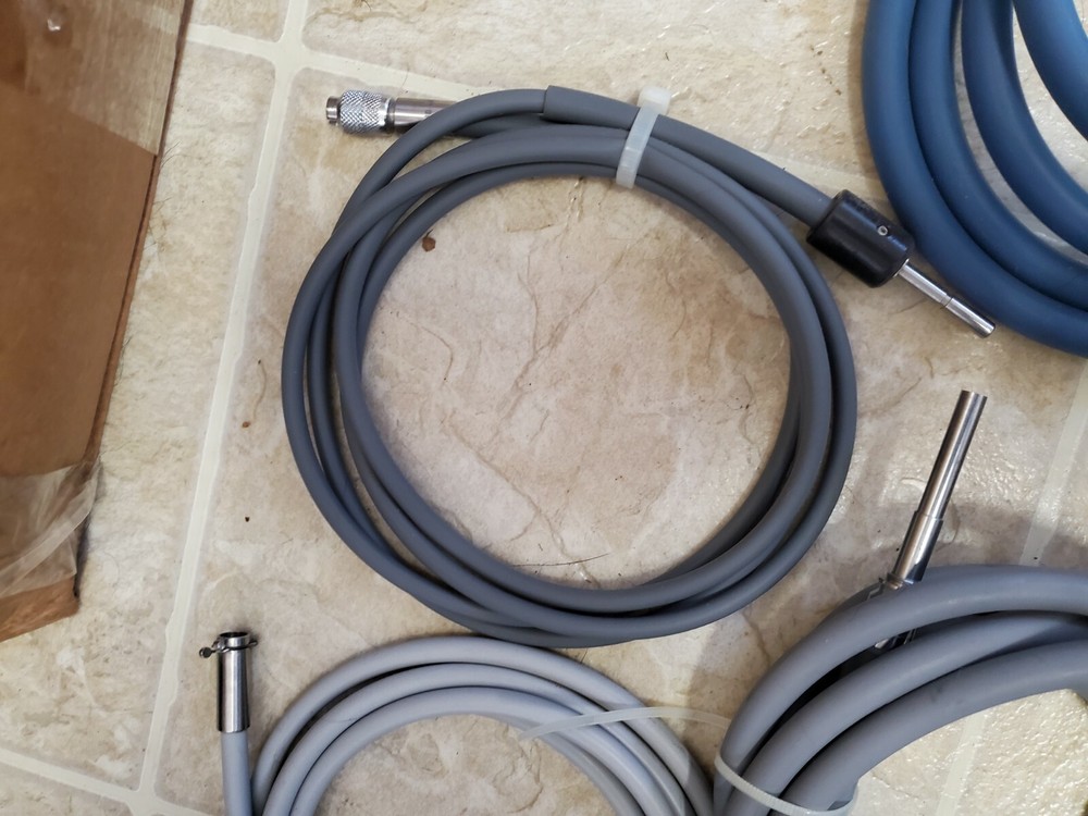 LOT of 11 various Endoscopy Light Source Fiber Optic Cables multiple plug types