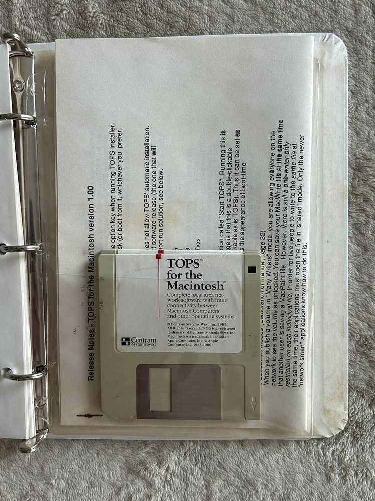 TOPS for the Macintosh. Apple software Complete Local Area Network
