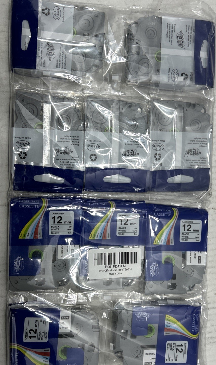 10PK For Brother P-Touch TZe-231 TZ-231 12mm White Standard Laminated Label Tape