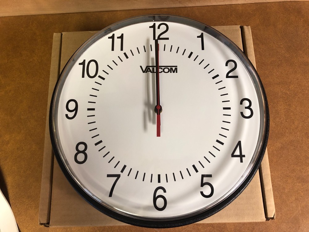 Valcom V-AW11012 12" Round Wireless Clock Black Surface Mount