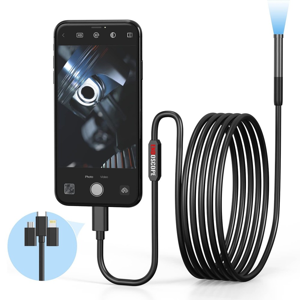 Endoscope Snake Camera with Light,IP67 Waterproof Camera for Android iPhone iPad
