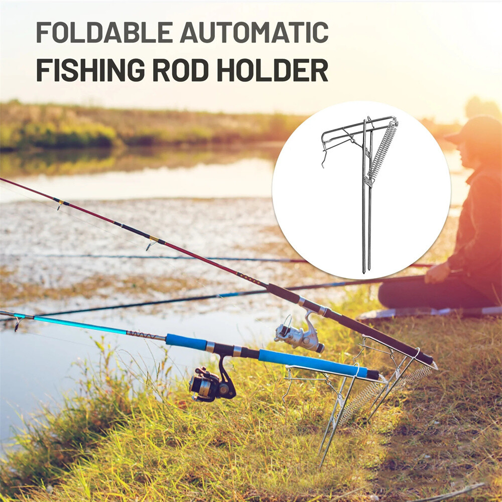 Fishing Rod Pole Holder Insert Ground Metal Stand Support Bracket Durable