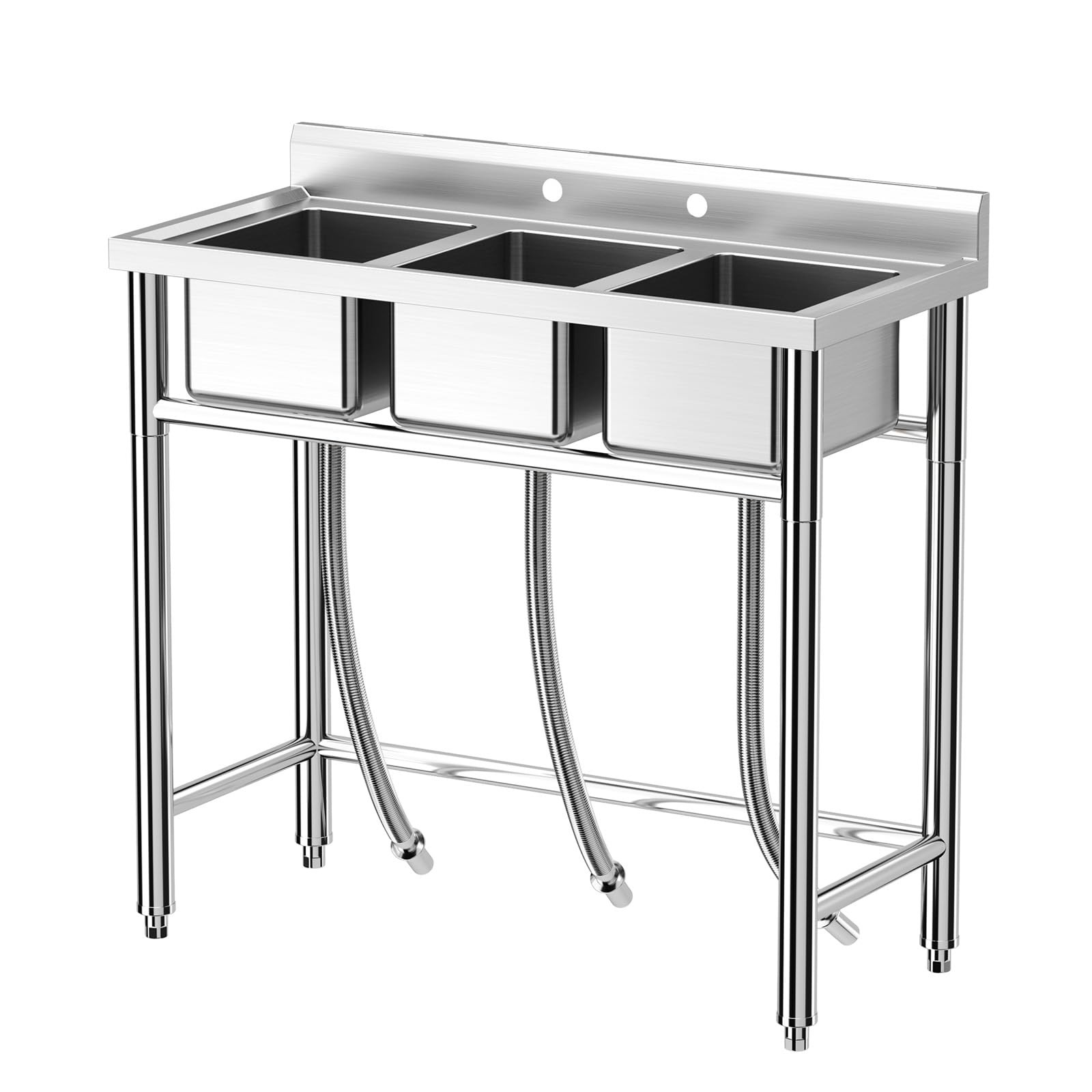 Freestanding 3-Compartment NSF Sink | Stainless Steel, Commercial Grade