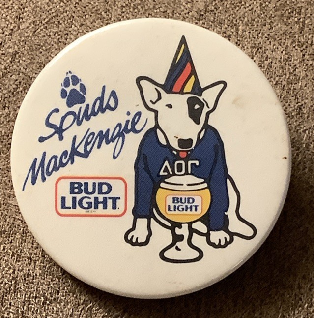 Spuds McKenzie Bud Light Button Pin Back Original Vintage 1.5”