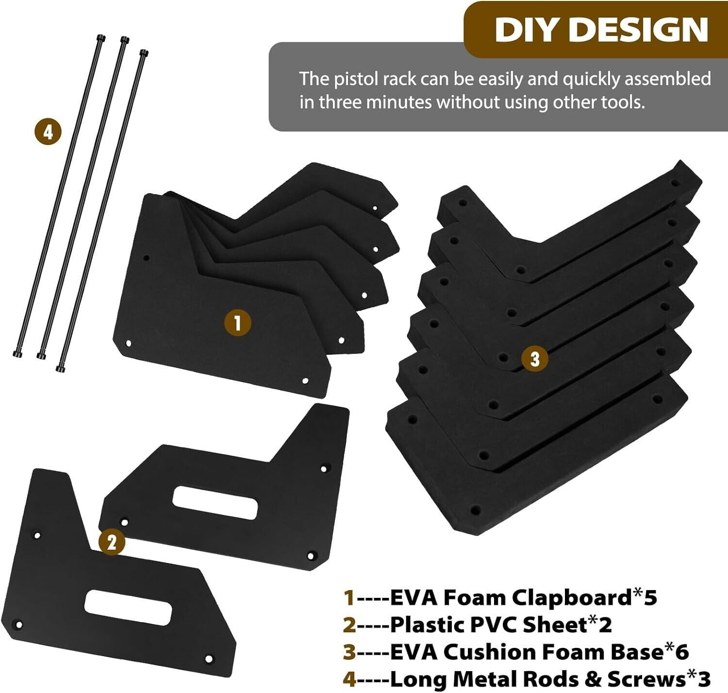 Gun Rack for 6 Handguns, Pistol Holder Organizer Accessories Gun Safe Organizer