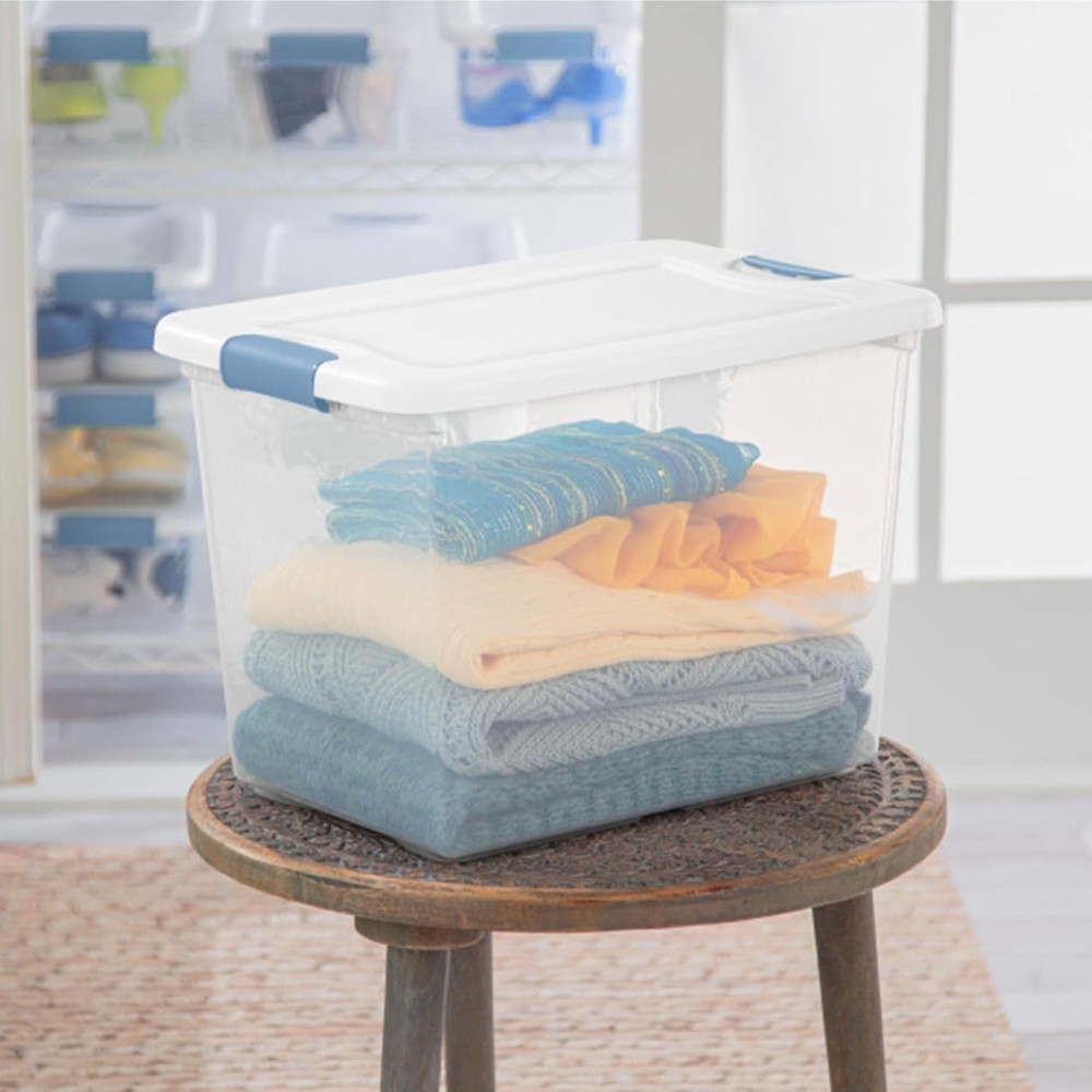 6-Pack Latching Box Under Bed Storage Bins W/ Lids Clear Plastic 25 Quart