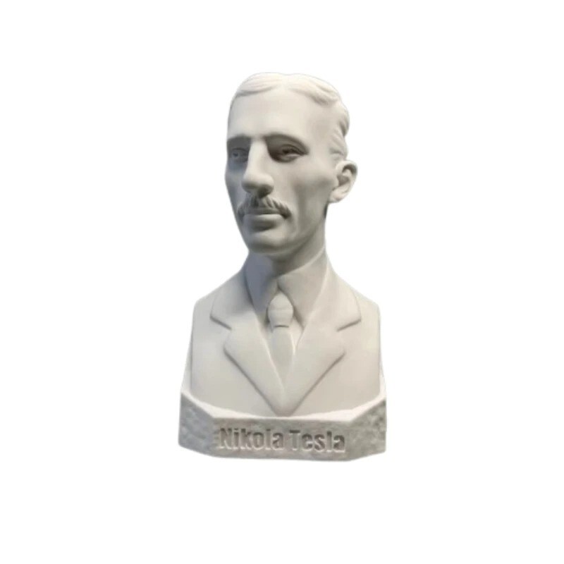 Handcrafted Nikola Tesla Physicist Sculpture Bust, Bookcase Table Shelf Statue