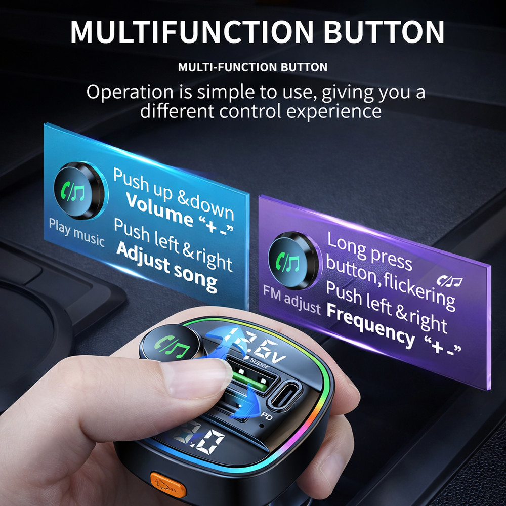 Bluetooth FM Transmitter Car Adapter Hands Free Radio USB Charger AUX Audio