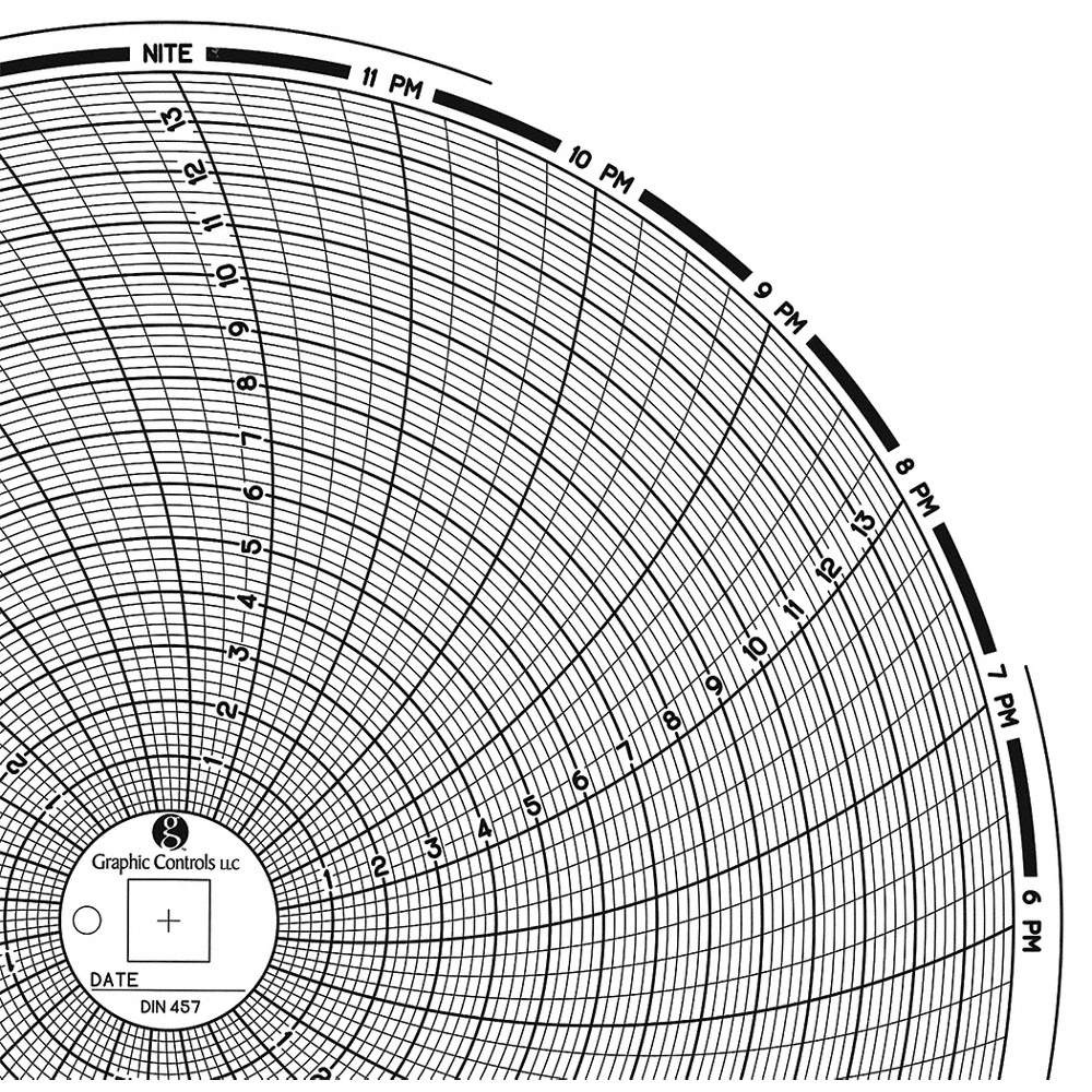 GRAPHIC CONTROLS Chart 457 Circular Paper Chart, 24 hr, 60 pkg 30ZY46