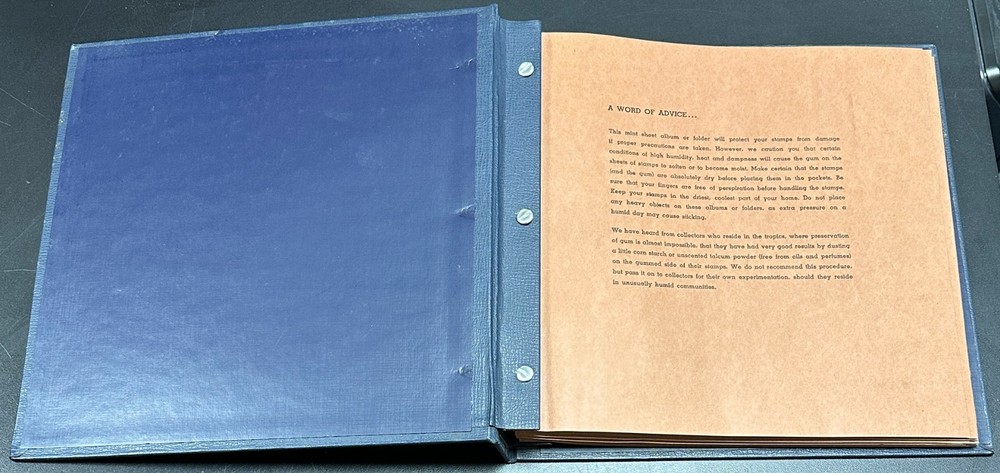 Vintage, Unused Mint Sheet Album w/ 100 Pages, 5 Sections, Dark Blue, No Stamps