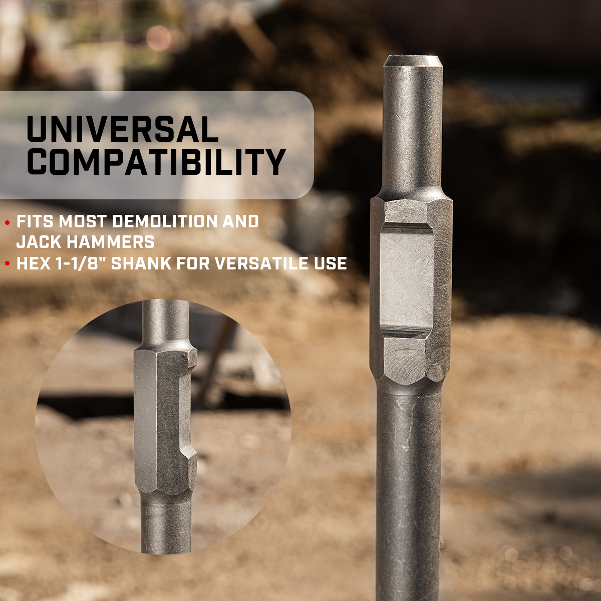 XtremepowerUS 1-1/8 Hex Asphalt Scoop Chisel Bit for Jack Hammer