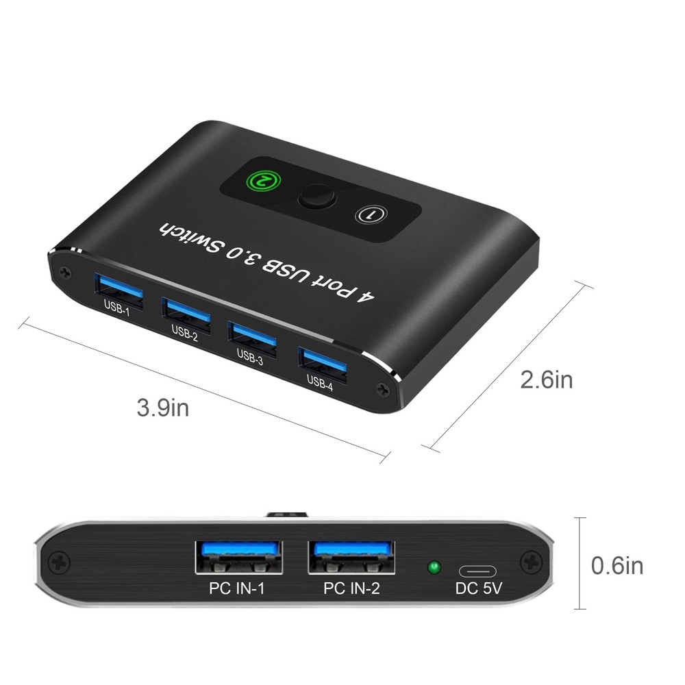 USB Switch, USB Switcher 2 Computers, USB 3.0 Switch Sharing 4 USB Devices KV...