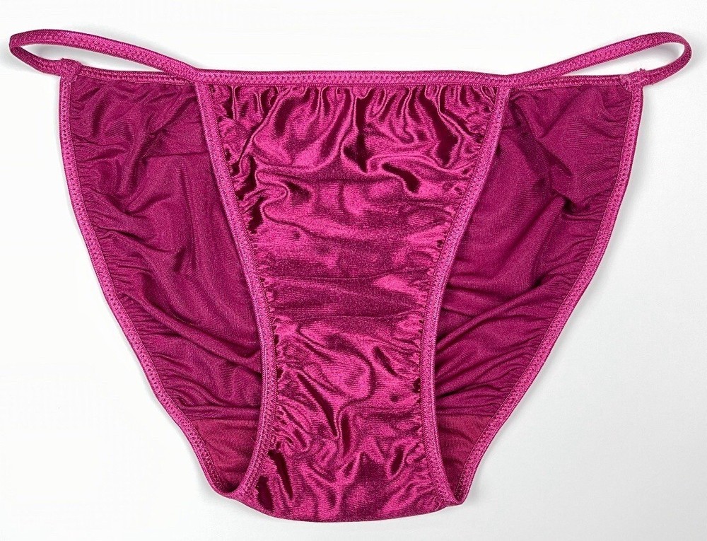 Satin String Bikini Scrunch Butt Burgundy 2X/9