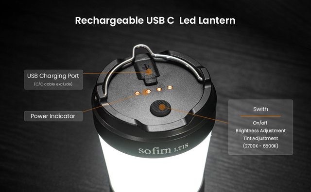 Sofirn LT1S LED Rechargeable Lantern, Adjustable Warm/Cool White/Red (Green)