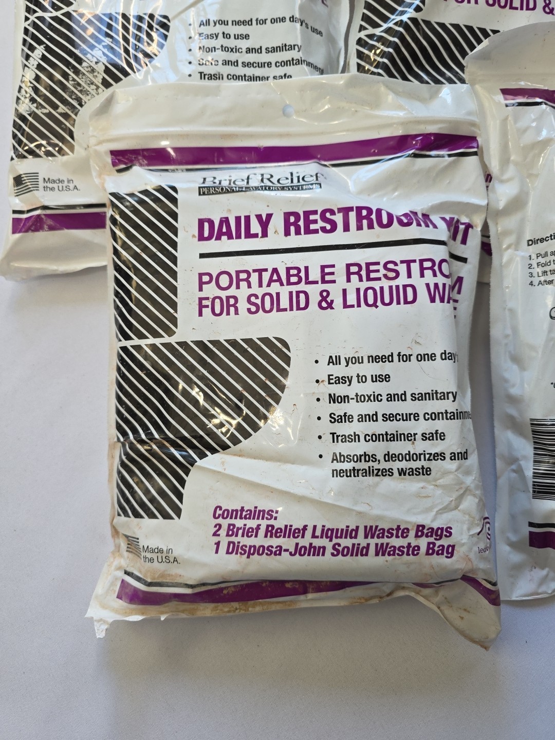 5 Brief Relief Daily Restroom Kits Portable Toilet For Solid & Liquid Waste