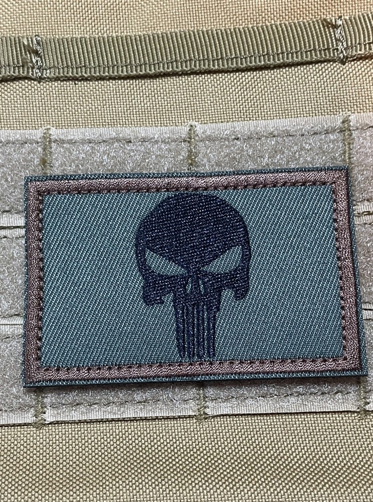Punisher Skull Tactical Morale Patch Hook Loop Morale Badge Green