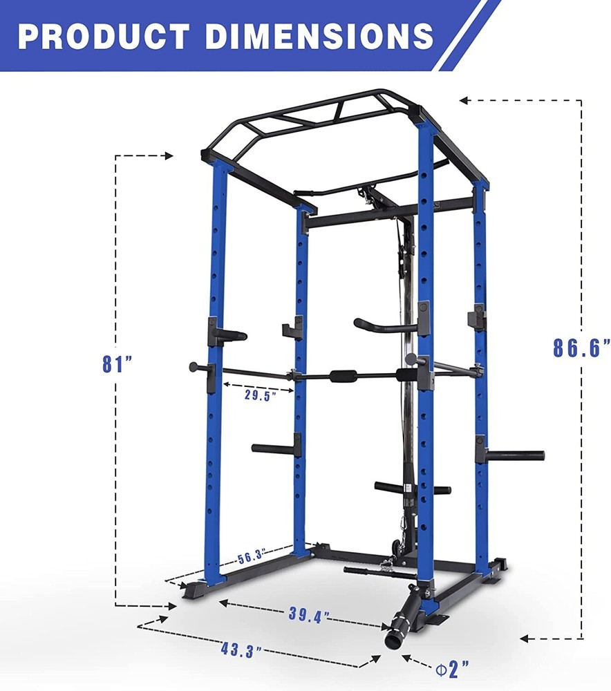 Multi-functional Power Cage,Home Adjustable Pullup Squat Rack 1000Lbs Capacity