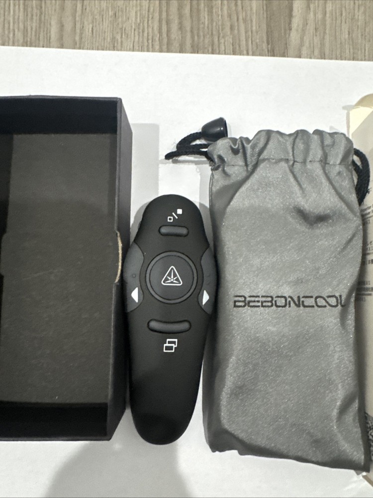 Beboncool Black Wireless Presenter 2.4GHz Ergonomic Button D100-US