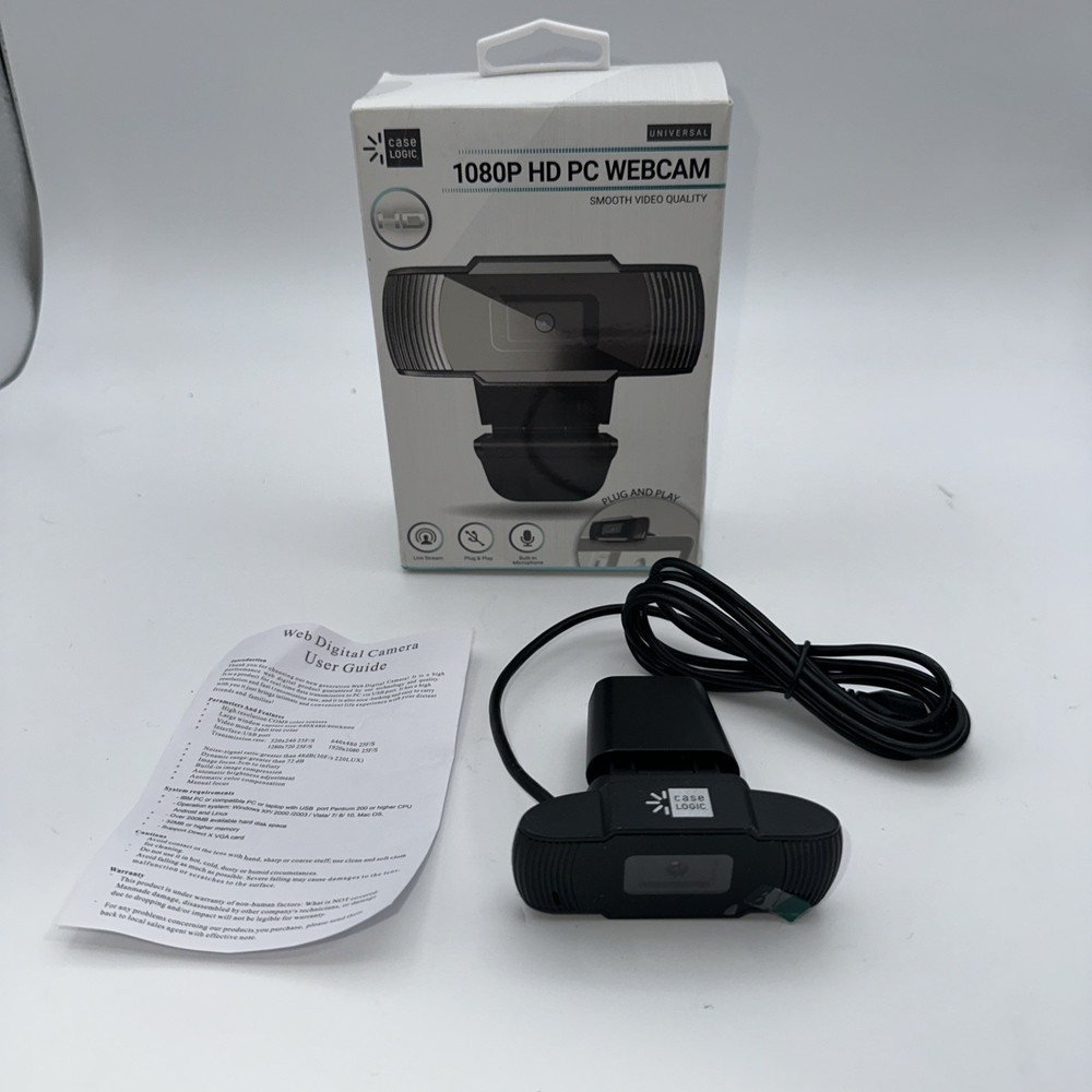 Case Logic 1080P HD PC Webcam Universal Plus & Play Open Box
