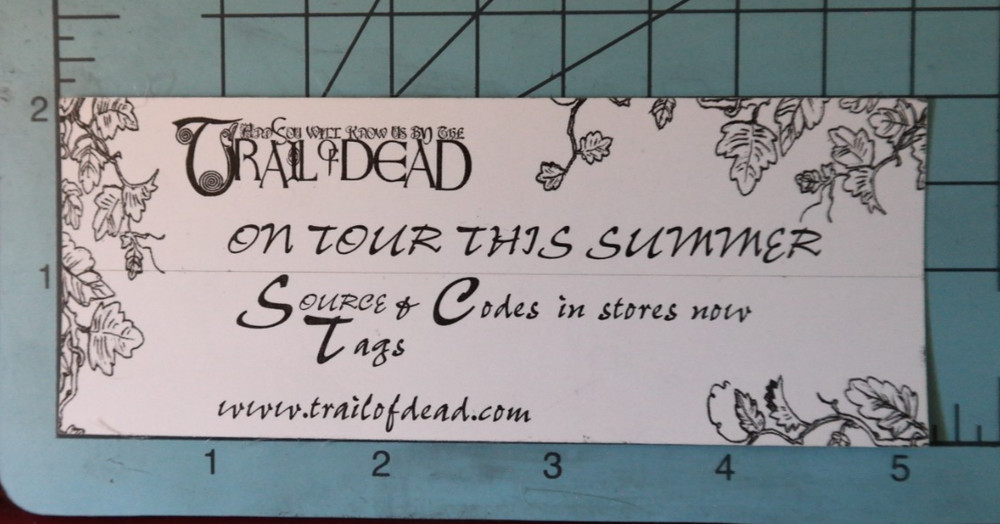 And You Will Know Us By The Trail of Dead Promo Sticker 2002 - Source Tags Codes