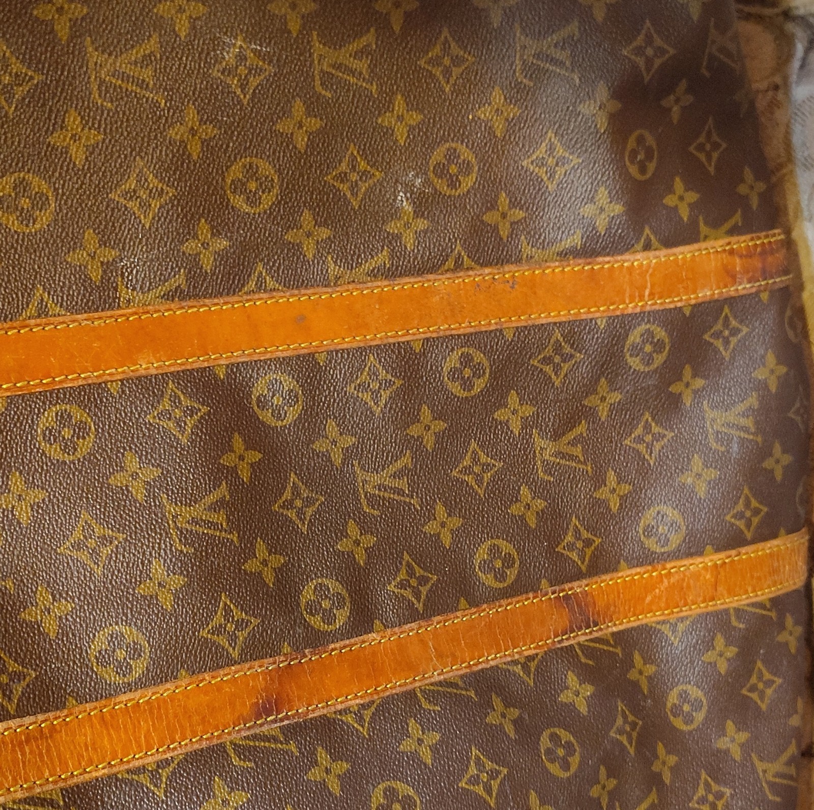 Louis Vuitton Monogram Leather Canvas Carry On Duffle Bag Brown Unisex