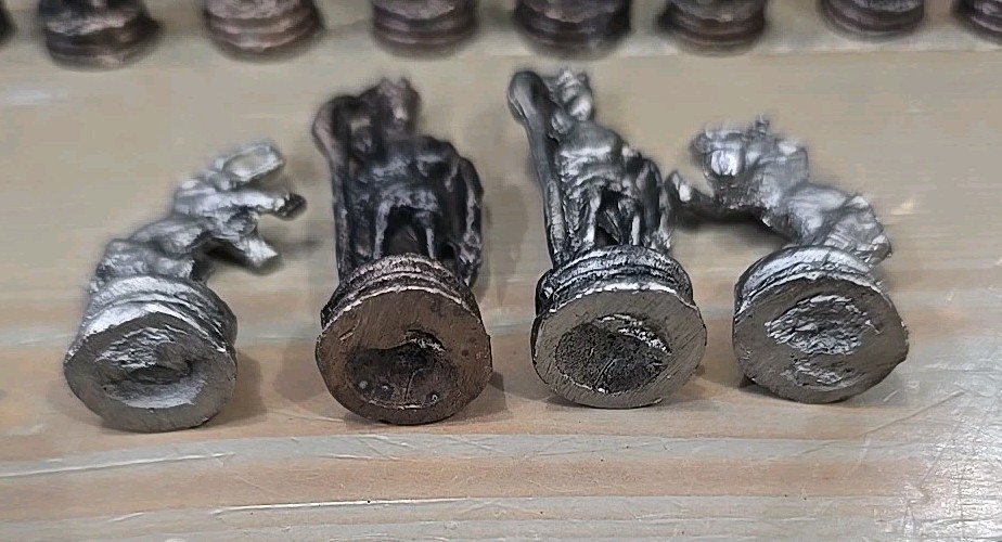 Solid Cast Metal Roman Chess Pieces - Complete 32pc Set - Elephant Rooks