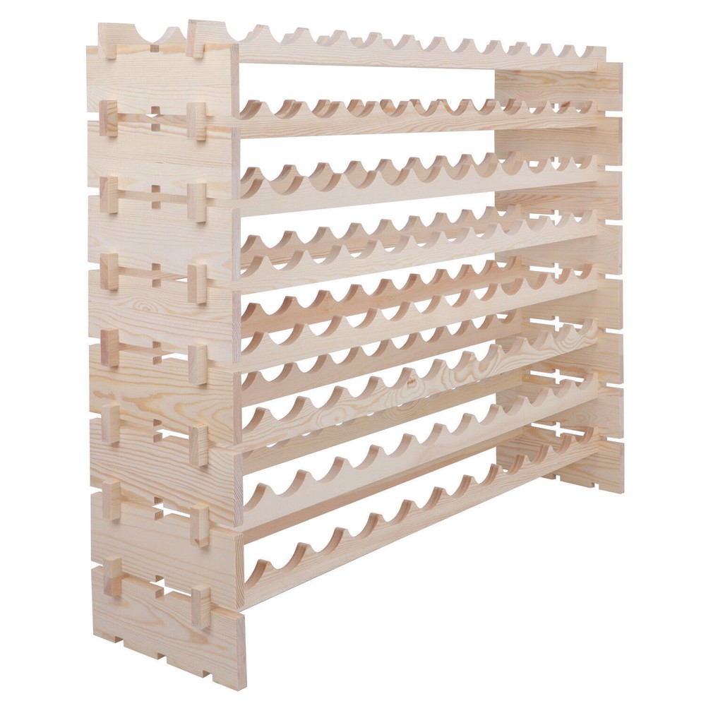 72/96 Bottles Wine Rack Holder Wood Display Shelves Stackable Storage Solid