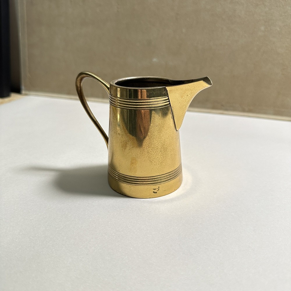 Early 1900s German Brass Plated Creamer Pitcher - Marked