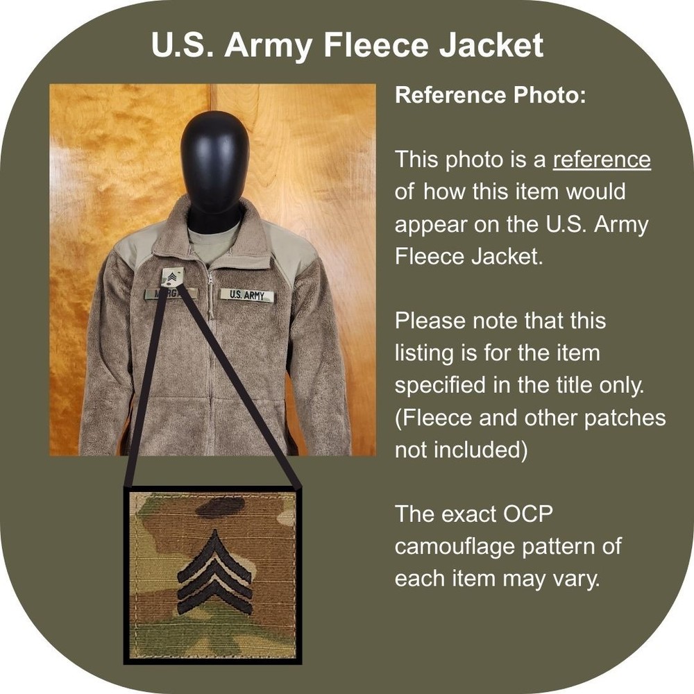 Sergeant (SGT) OCP Rank Patch U.S. Army Combat Uniform (ACU) Hook and Loop