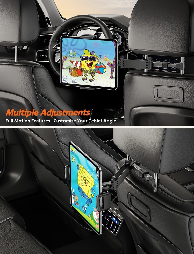 Tryone Car Headrest Tablet Holder Mount Stretchable Backseat Tablets Stand fo...
