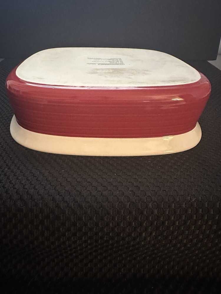 Corning Ware Etch Stoneware Red Small Baking Dish 27 Oz, 9 1/2 inch; EUC