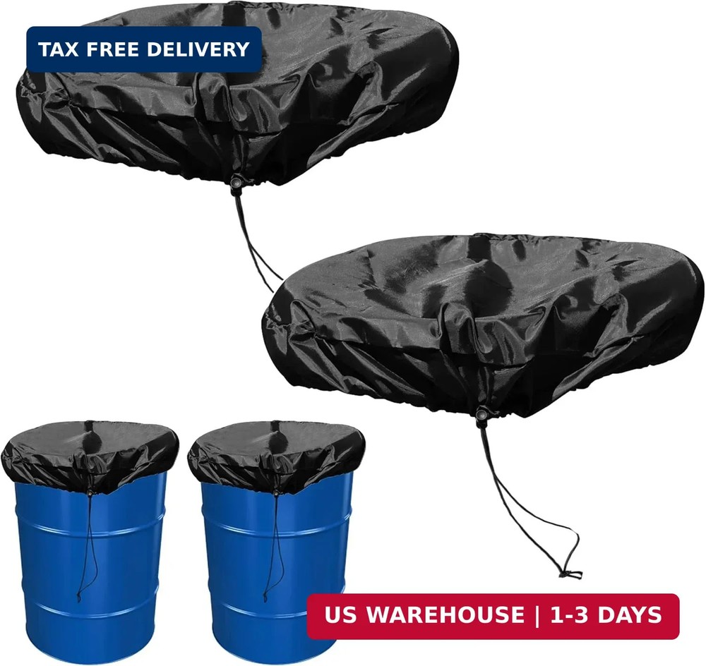 55 Gallon Drum Cover - 2 PACK Stretchable Adjustable Drum Cover with Drawstring,
